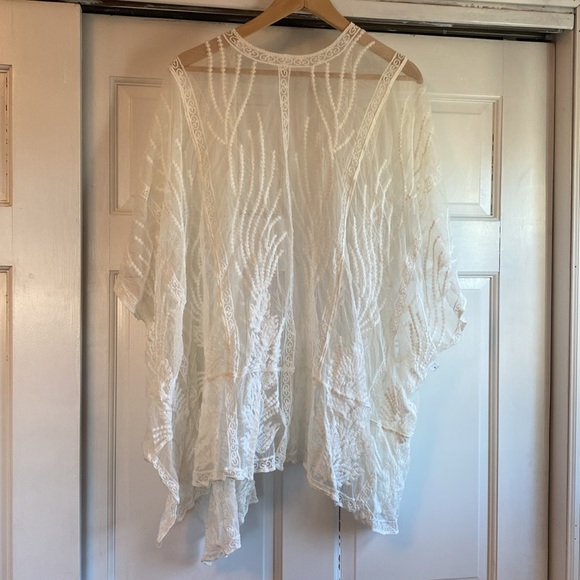 White embroidered sheer cover up - Picture 5 of 5